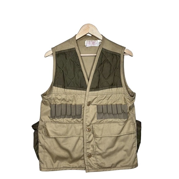 Vintage USA Jim Catfish Hunter SafTbak Tan Hunting Vest Duck Fly fish Washable L - Picture 1 of 4